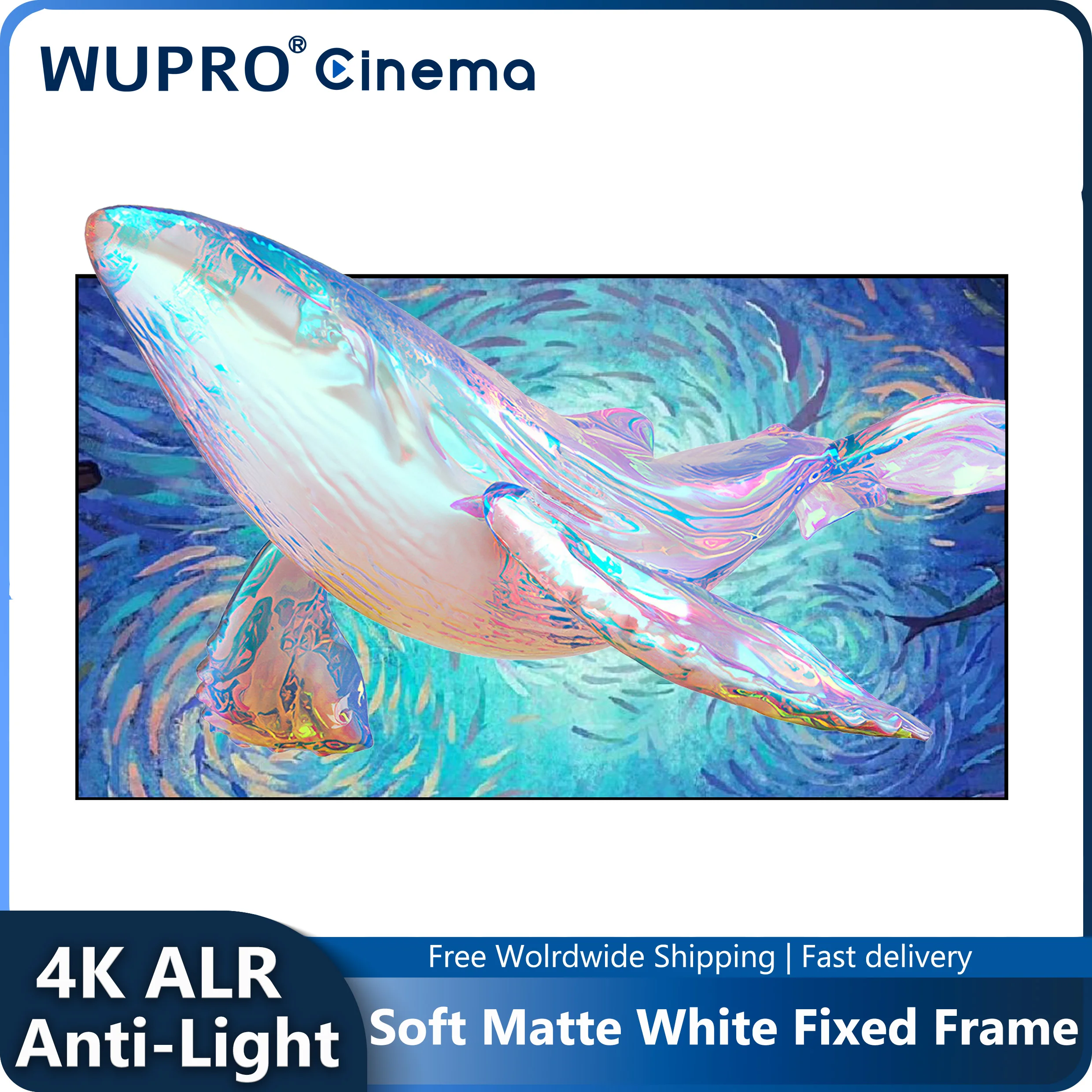 

Wupro 2024 Fixed Frame Projection Screen Soft Matte White 4K ALR UST 90-120Inch Ultra Thin Anti-Light For 3D UST Laser Projector