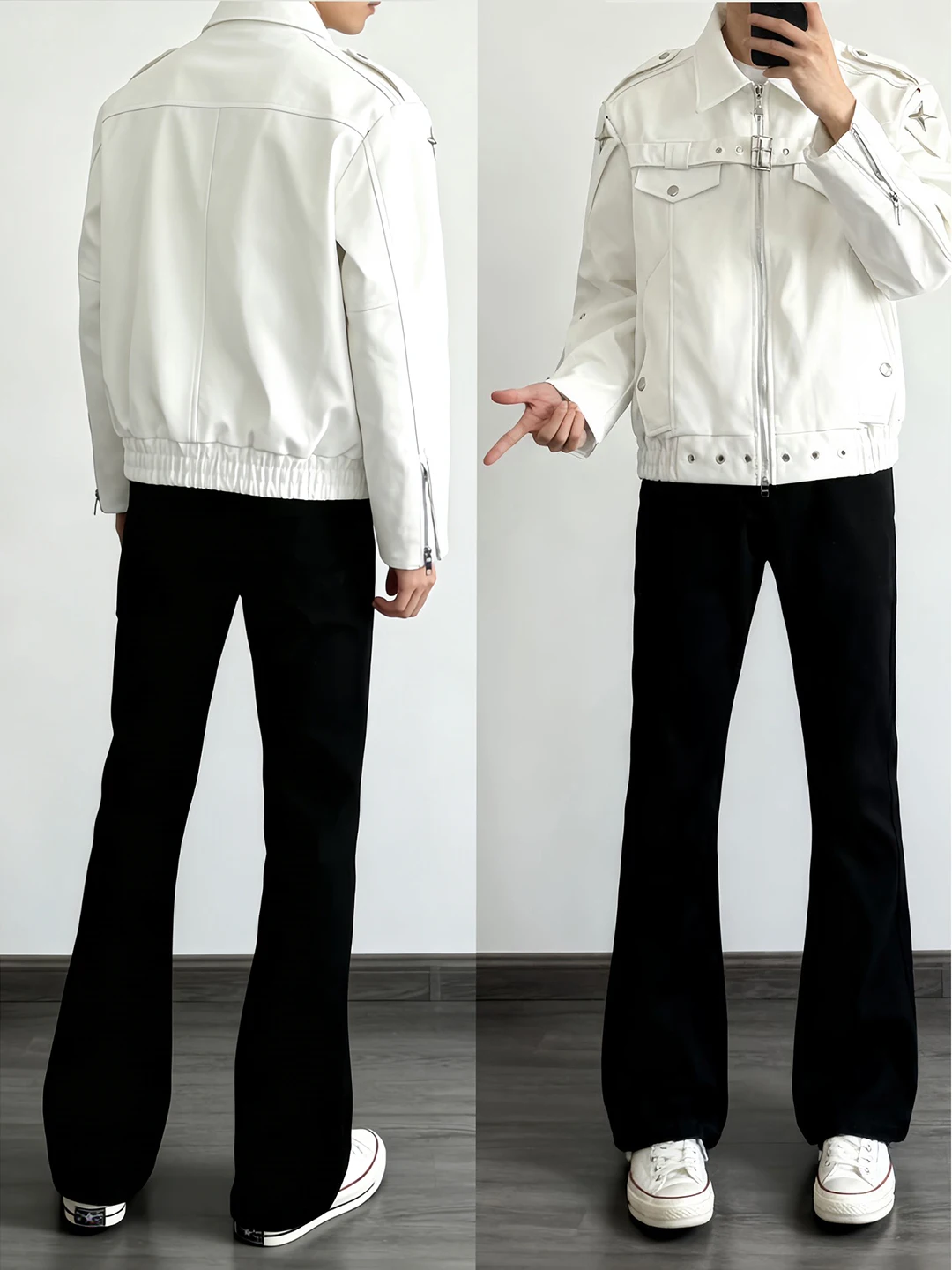 

Cleanfit Slim Fit Flare Jeans Men's Small Size Leg Lengthening Bla Straight Leg Jeans Youth Casual mid Waist Trousers