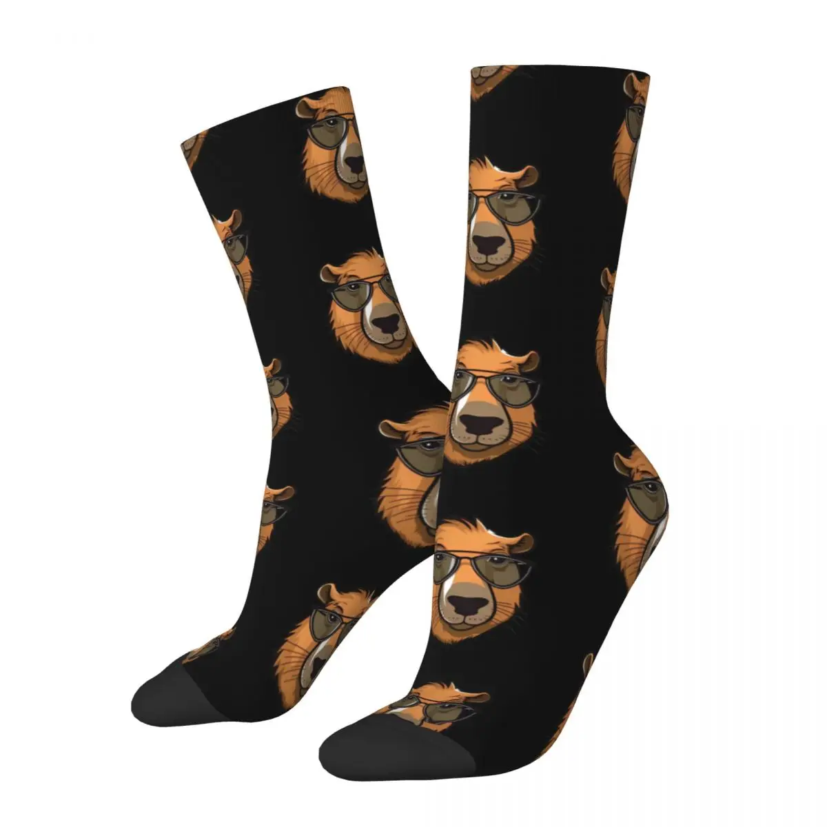 Funny Crazy compression Is My Spirit Animal Sock for Men Hip Hop Harajuku Capybara Happy Seamless Pattern Printed Boys Crew Sock