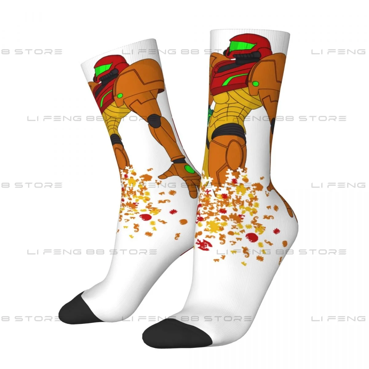 Turning To Zero Metroid Samus Aran Game Unisex Winter Socks Running Happy Socks Street Style Crazy Sock