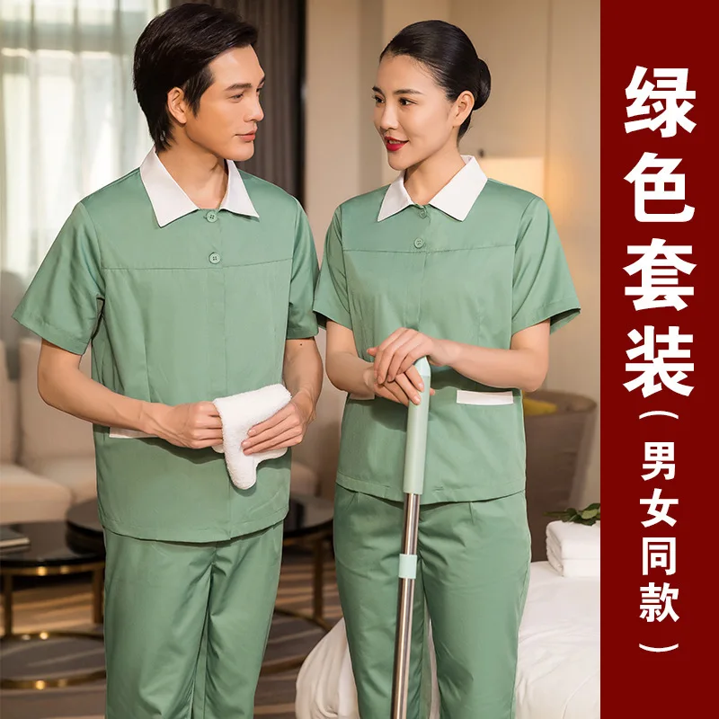 Mall Cleaning Uniform Short Sleeve Women Hotel Guest Room Property Cleaning Aunt Work Uniform Hospital Cleaner Suit