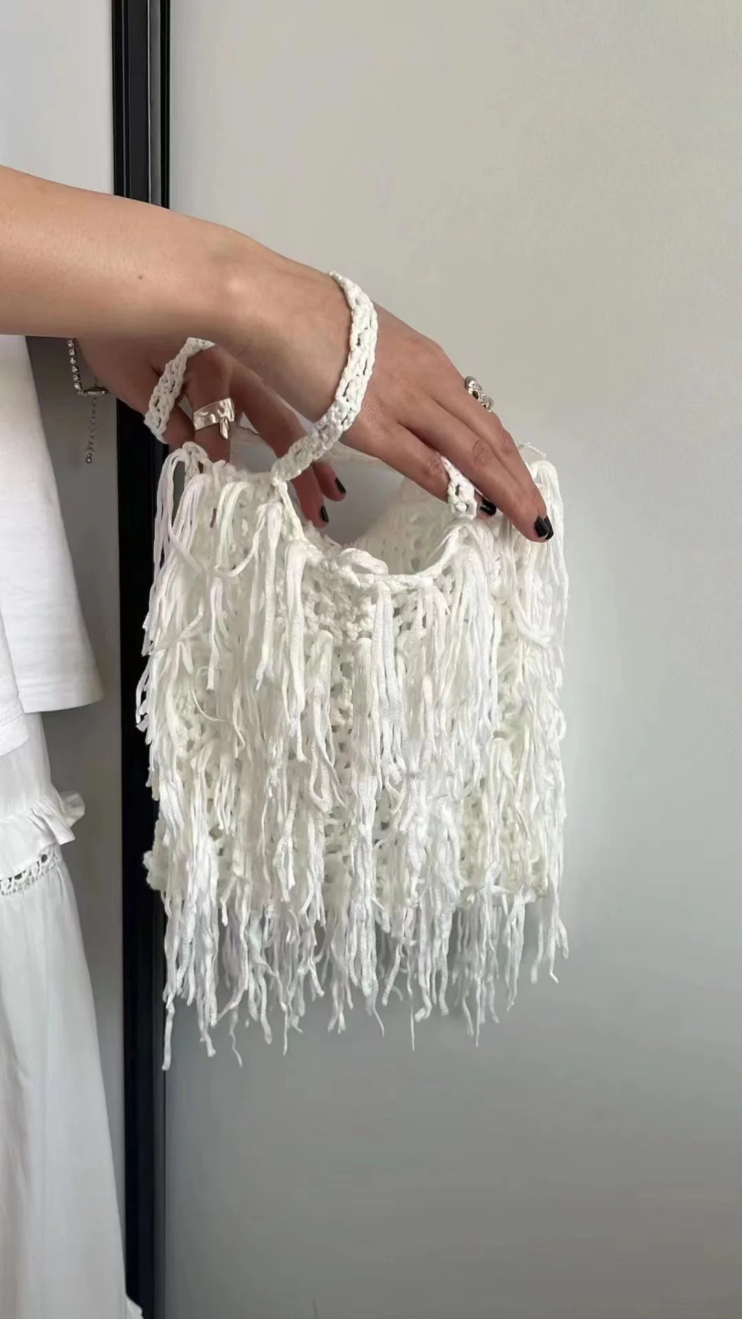 Bolso cruzado tejido de algodón hecho a mano para mujer, bandolera de hombro Vintage, bolsos de playa a la moda, Verano