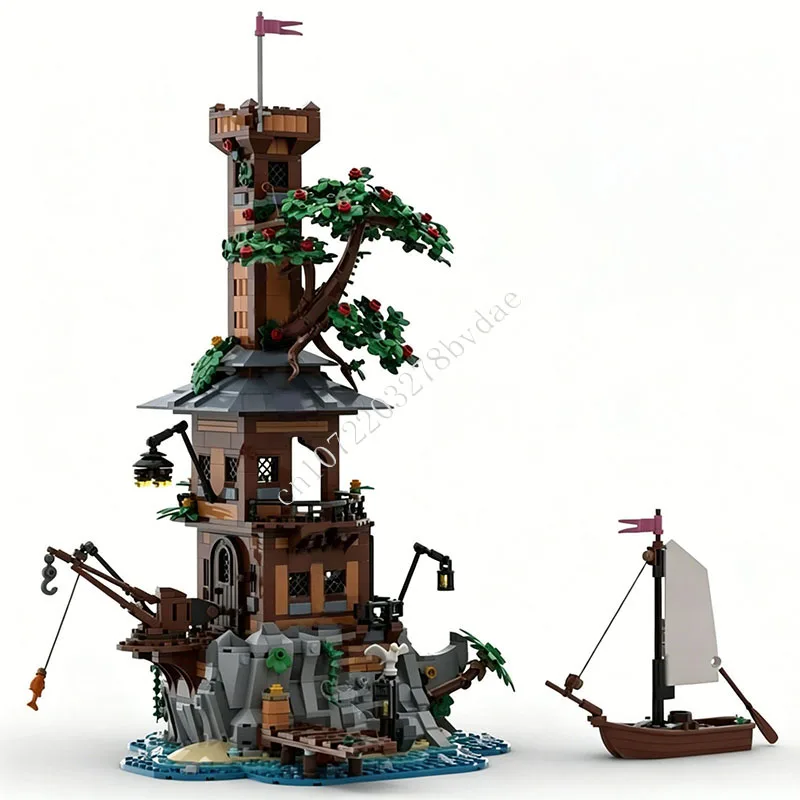 1766 PCS Fantasy Pirate Island Tower Building Blocks Model Medieval Adventure Scene Assembly Man Gift For Adults Home Decoration