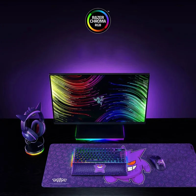 سماعة رأس سلكية للألعاب من Razer Pokemon Gengar Edition RGB Kraken V3 X - برامج تشغيل TriForce 40 مم - ميكروفون قلبي فائق الوضوح