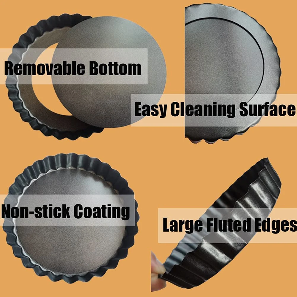 6 упаковок 5-дюймовых мини-формы для пирогов со съемным дном, круглым антипригарным покрытием, сверхпрочные формы для пирогов с рифлеными боковыми сторонами