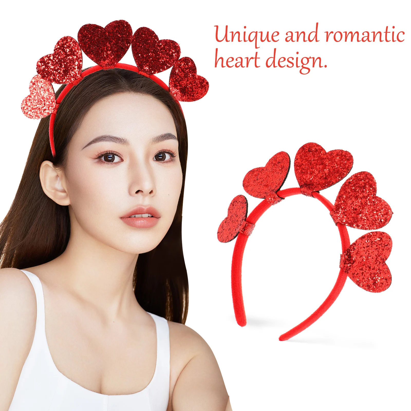 

Valentines Heart Hair Accessories Romantic Valentines Day Headband Photo Prop Girls Fleece Love Decor cupid Wedding Party