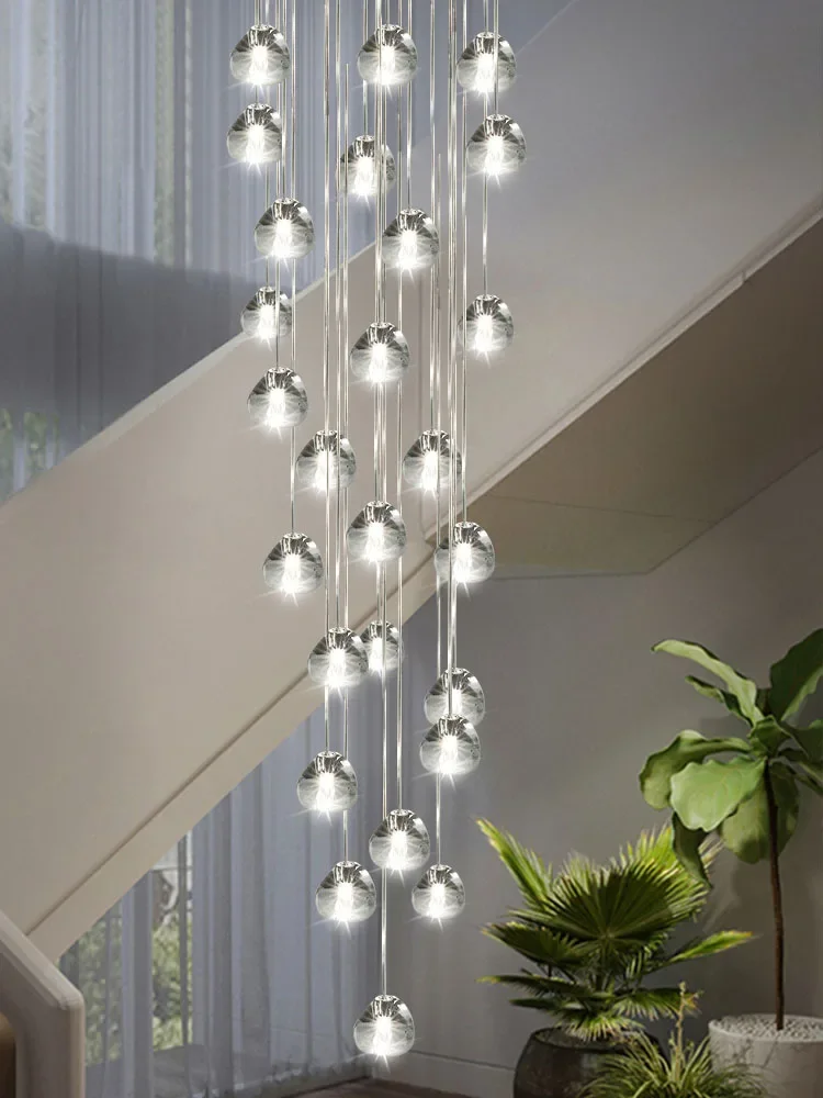 lustre de cristal luxuoso do projeto de italia para a escadaria iluminacao conduzida lampada pendente suspensao do teto do sotao do duplex 01