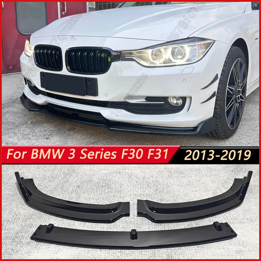 

Комплект обвесов для BMW 3 серии F30 F31 (2013-2019): глянцевый черный сплиттер-диффузор переднего бампера, накладка-губа, защита кузова
