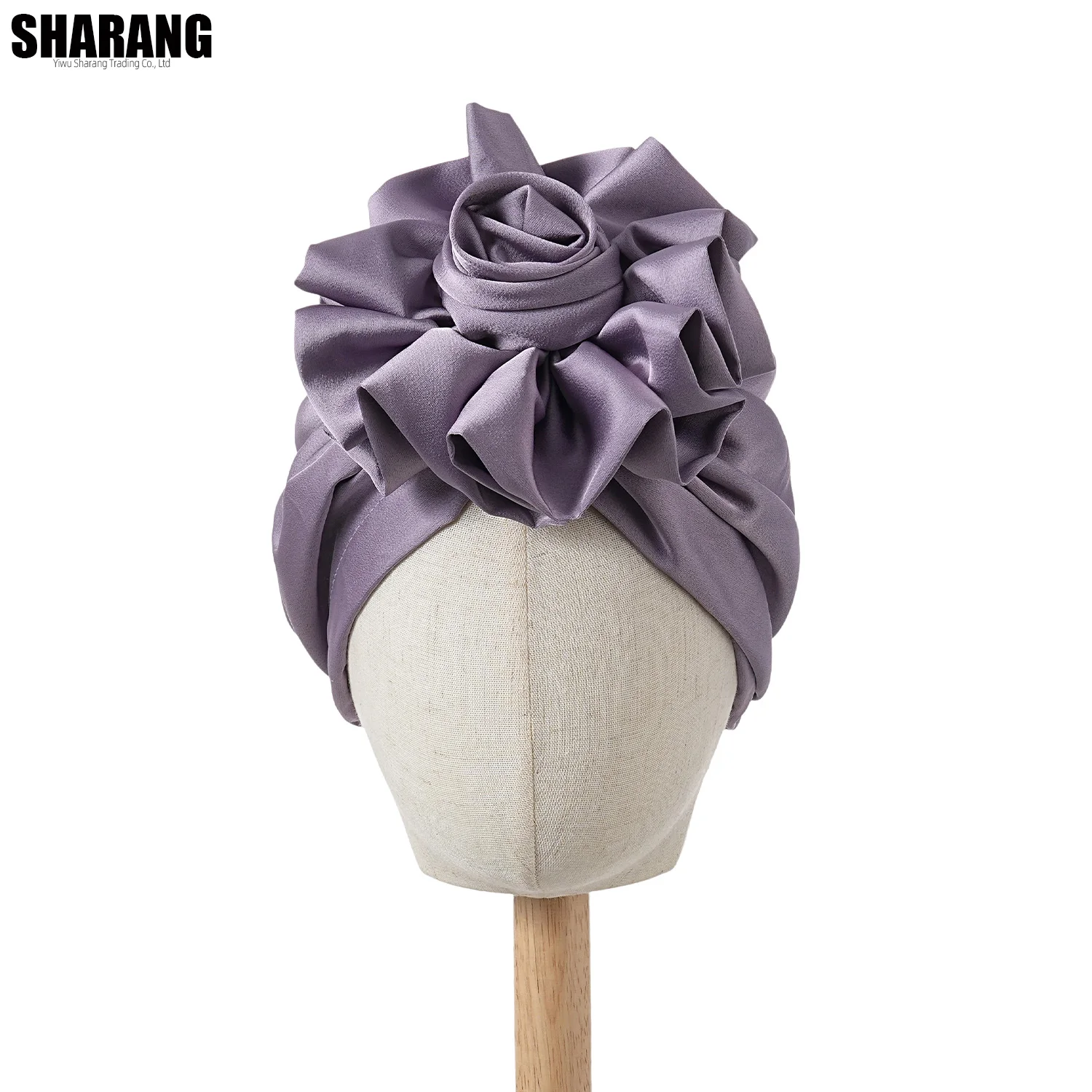 1 Stück Damen-Turban mit großer Blume, weicher Kopfwickel, Beanie-Mütze für Damen, Kopfbedeckung, Stirnband – Detail 7