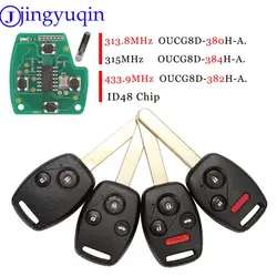 Jingyuqin 2/3/4Button pilot zdalnego sterowania 313.8/315/433MHz ID48 Chip kluczyk samochodowy dla Honda Accord CRV HRV Fit City Jazz Odyssey Shuttle Civic