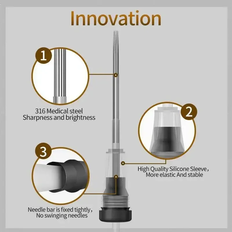 ตลับหมึกแบบผสมดั้งเดิม100ชิ้นเข็มสัก RL RS RM M1 F ทิ้งเข็มสักเพื่อความปลอดภัยสำหรับตลับหมึก