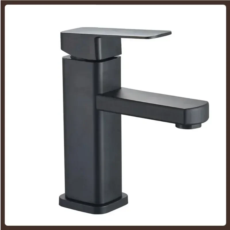 

Basin Single Hole Black Faucet 304 Stainless Steel Single Cold Sink Faucet Bathroom Counter Basin Faucet Bathroom Faucets