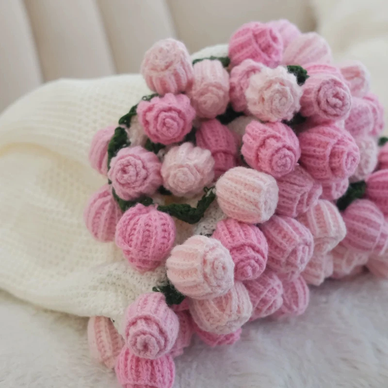 

Knitted Shawl & Cozy Home Decor,Handmade Rose Throw Blanket with Lights, Multi-Purpose Gift for Women,Birthday & Holiday