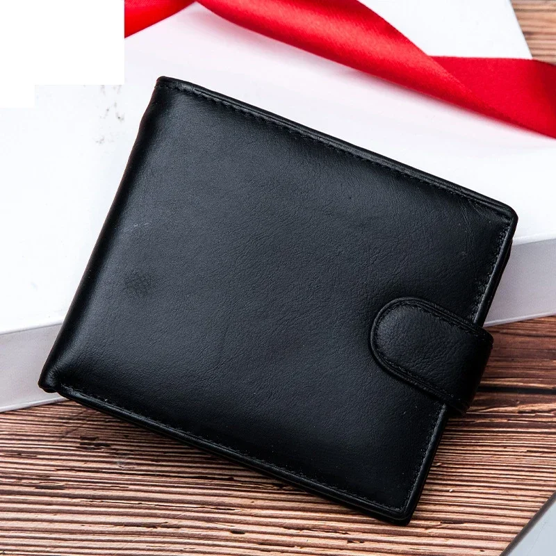 New Fashion Cow Genuine Leather Men Short Wallets Real Leather Male Luxury Brand Clutch Boy Gift Cash Purse Card Holder Wallet