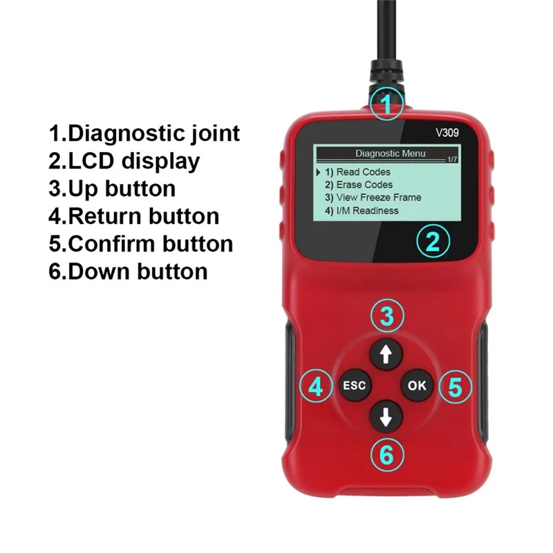 -FDDT OBD2 OBDII V309 Scanner Automotive Wipe/Reset Trouble Code Reader Diagnostic Tool Works On Most 1996 And Newer Vehicles Du