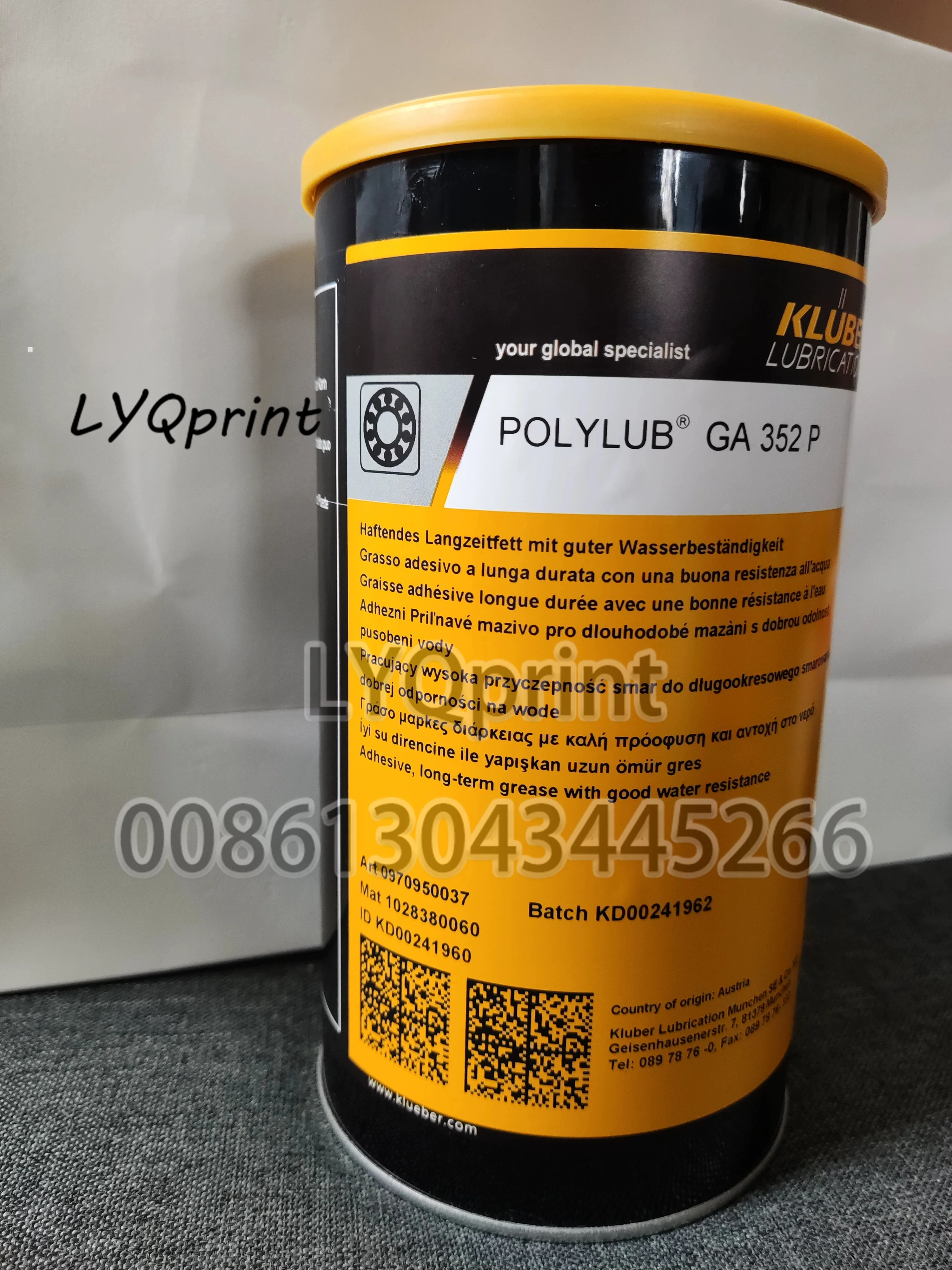 1 KG Liquid Gear Grease Klueber Lubrication GA 352 P  343  351  3400 GLP 500 PARALIQ 352P 343 351 3400  GLP500