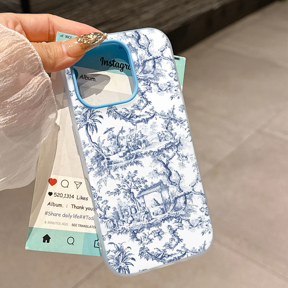 Elegant Blue Tree Print Case For Samsung Galalxy A27 A57 A56 A36 A52 A55 A32 A53 A35 A26 A23 A32 A13 A33 5G 2 in 1 Hard Cover