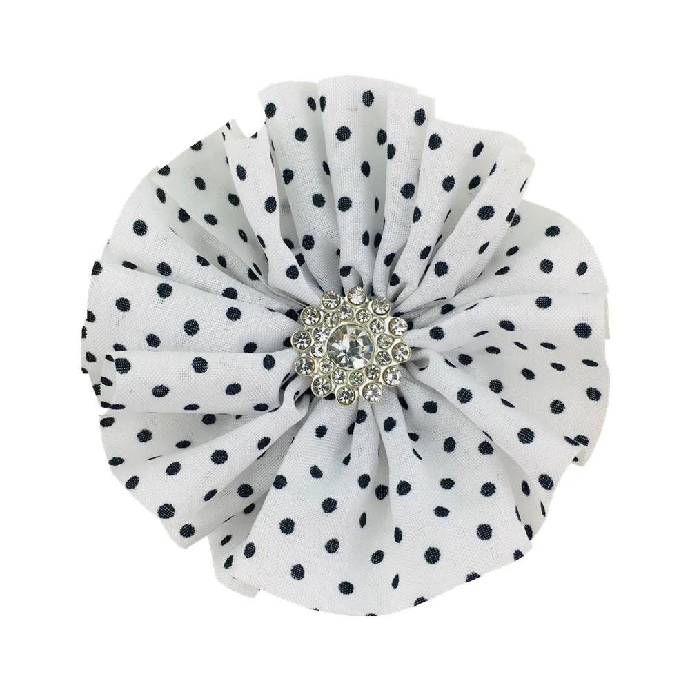 100 Pcs/Lot, 2.75”  Ballerina Fabric Flowers With Rhinestone Center For DIY Craft Scrapbooking Hair Accessories