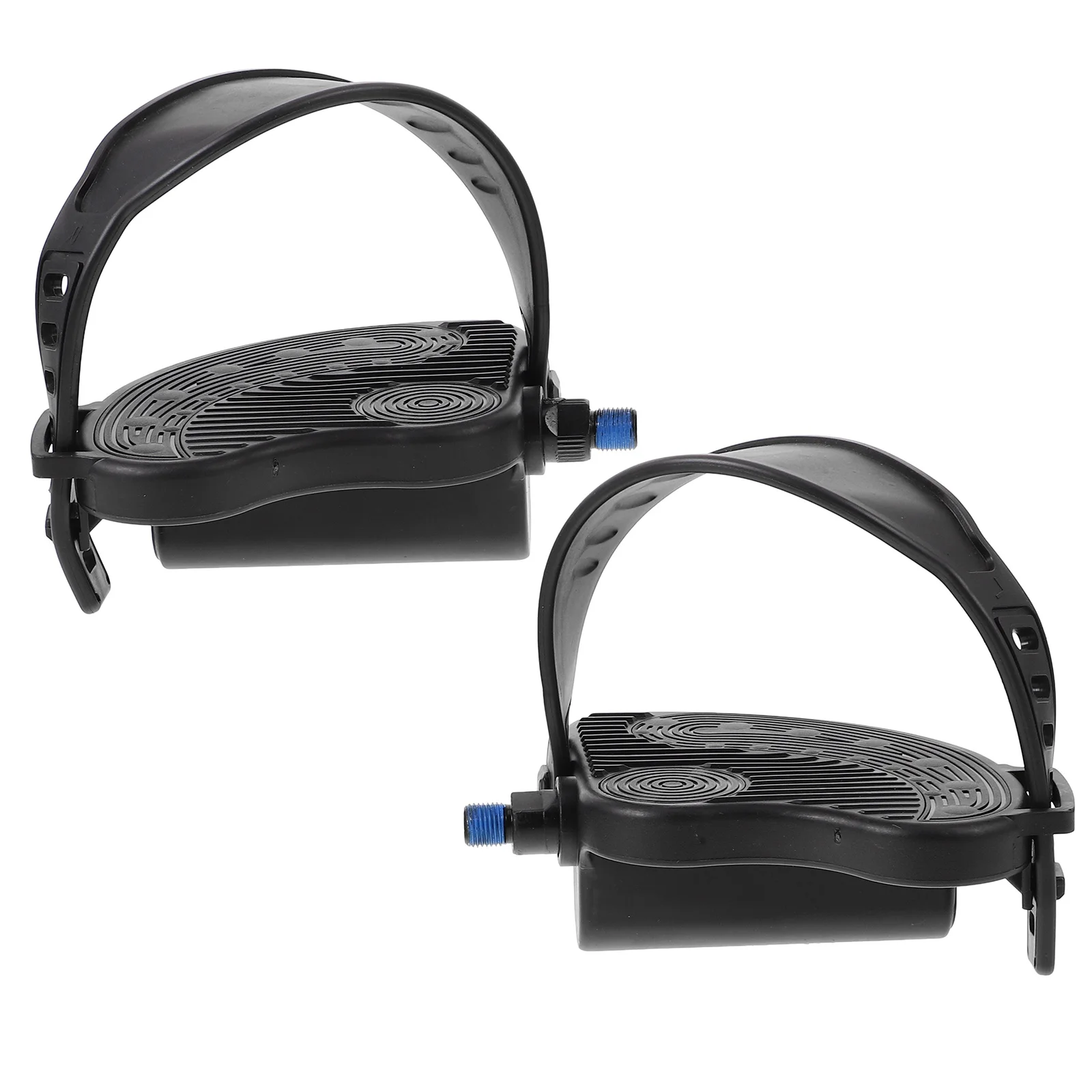 

2Sets Exercise Bike Pedals Anti-Skid Durable Plastic Indoor Cycling Pedals with Straps Fitness Bike Pedal Replacements