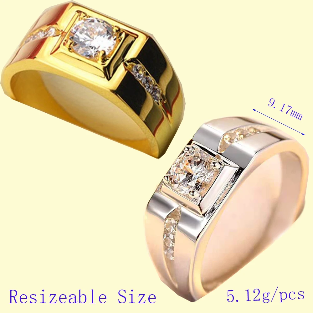 9.1mm Wide Copper Plated Gold Silver Resizeable Men Ring Male High Quality Finger Jewelry Adjustable Range 6-10 Drop Shipping
