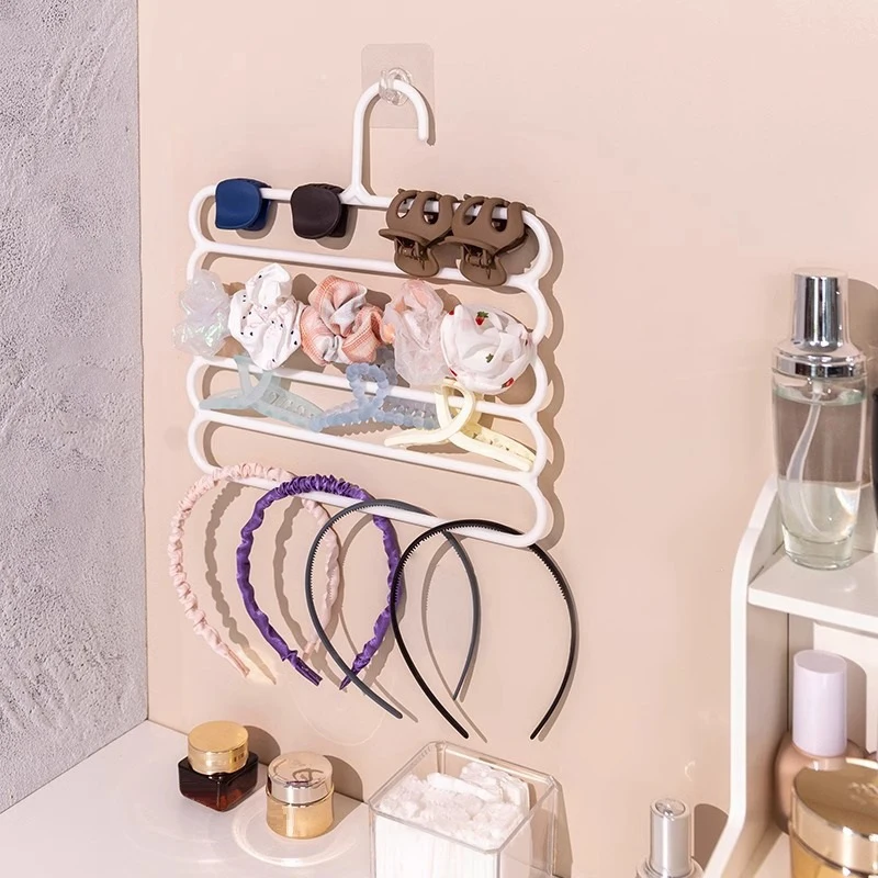 Cabelo Garra Armazenamento Rack Organizador, 5-Layer Headband Titular, Chapéus, Meias, Bonés, Organizadores de armazenamento, pendurado na parede, Hairpin