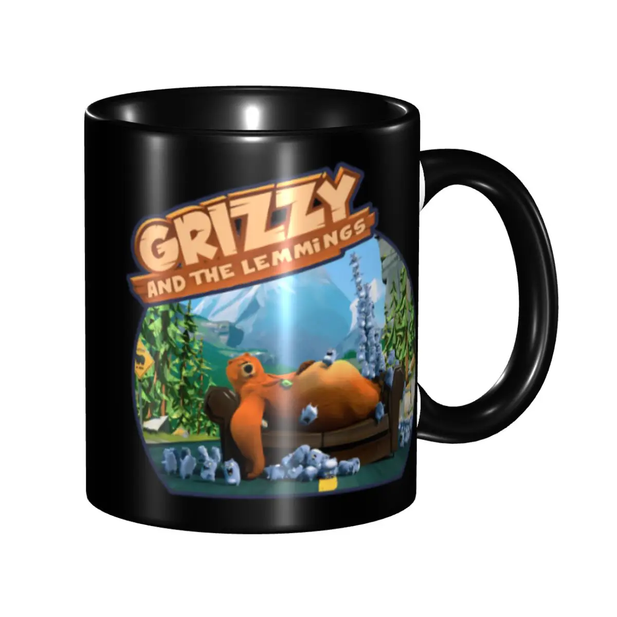 

DIY Happy Lemmings Tabodi And Grizzy Cartoon Ceramic Mug Custom Coffee Cup Creative Present