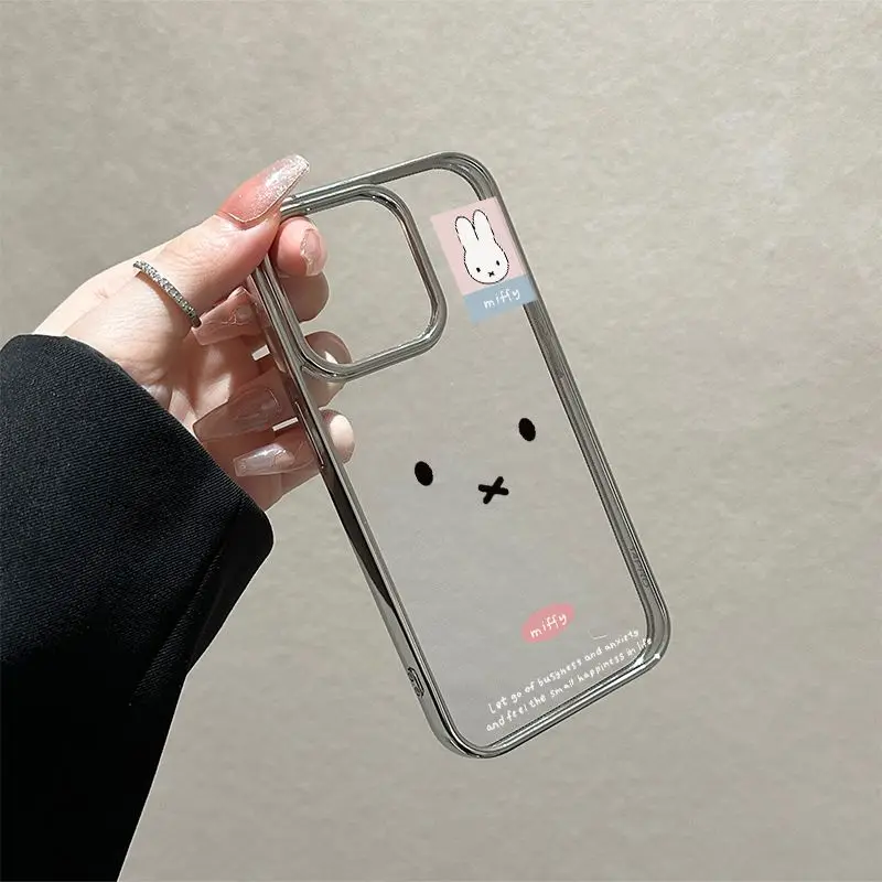 Nieuwe Miffy telefoonhoes met schattige cartoonuitdrukkingen en zachte schaal voor anti-drop, geschikt voor Apple 16 15 14 13 12 11 X Pro Max