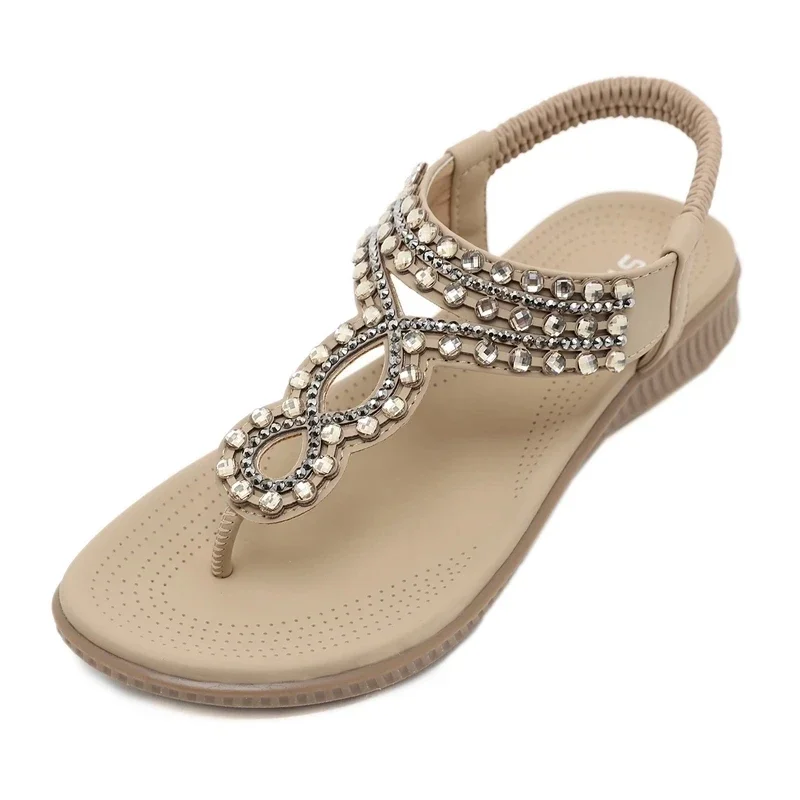 Rhinestones Flat Summer Women Sandals Woman Summer Bohemian Casual Retro Sandal Womans Shoes Women\'s Ladies Footwear Womens