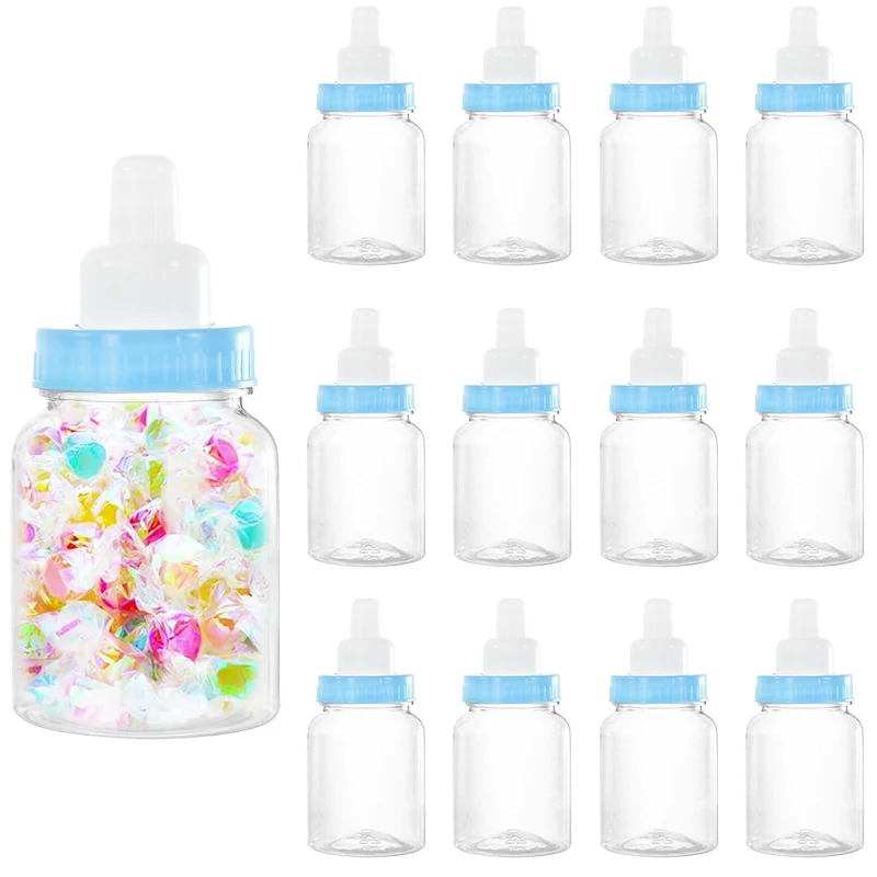 12Pcs Baby Shower Bottle Blue Pink Candy Gift Packaging Boxes Baby Shower Favors for Guests Kids Birthday Gender Reveal Supplies