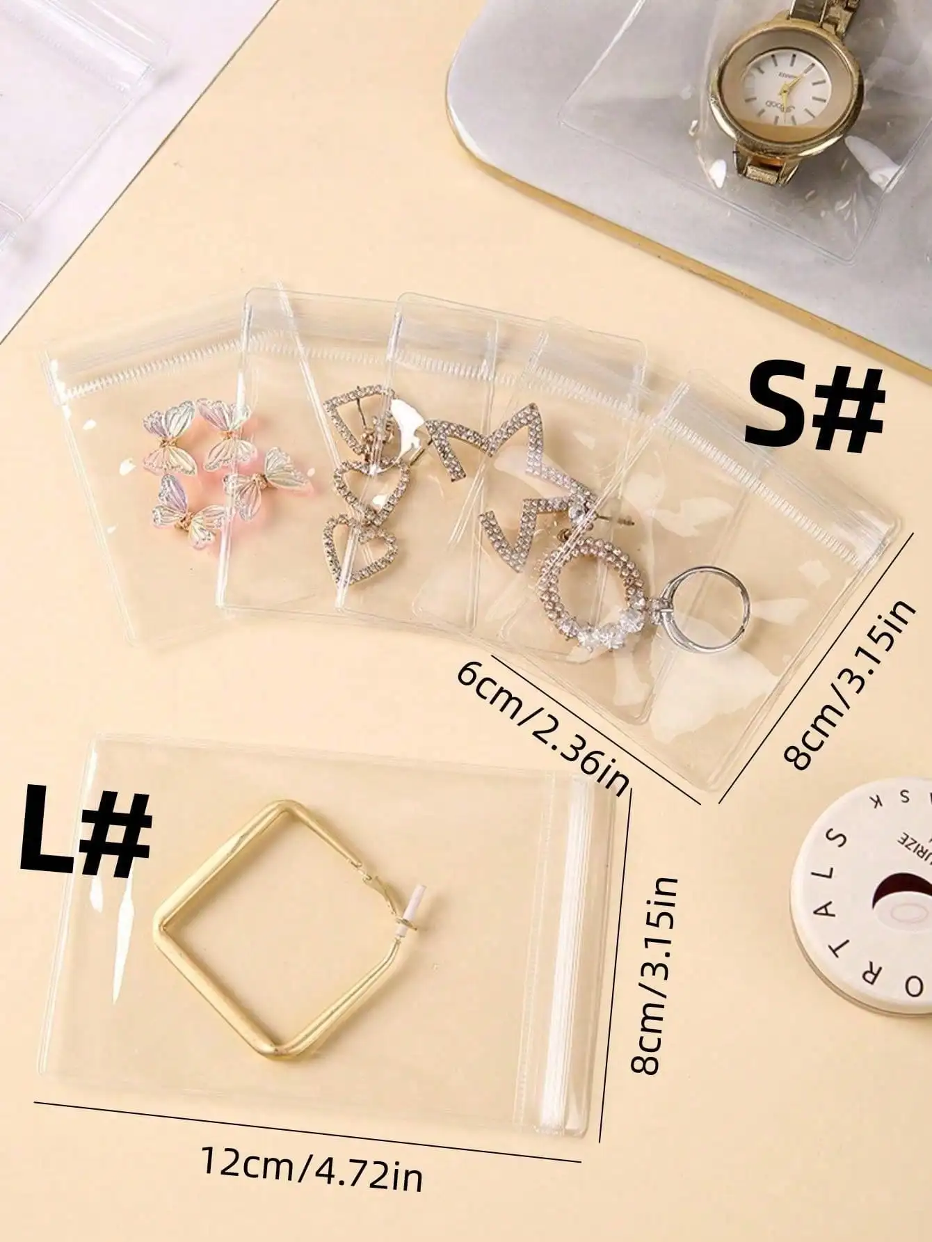 100pcs Thick Self-Sealing Transparent Pvc Jewelry Pouches For Earrings, Bracelets,Necklaces Packaging And Anti-Oxidation Storage