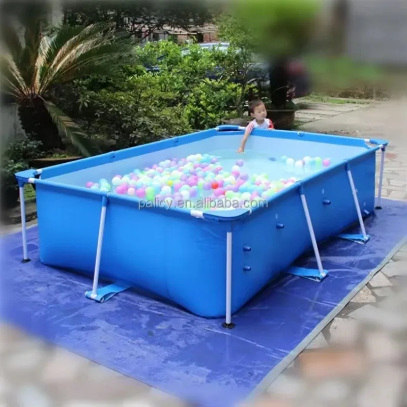 Newly Upgraded Rectangle Metal Frame Pool Above-ground Swimming Pool Outdoor Metal Swimming Pool