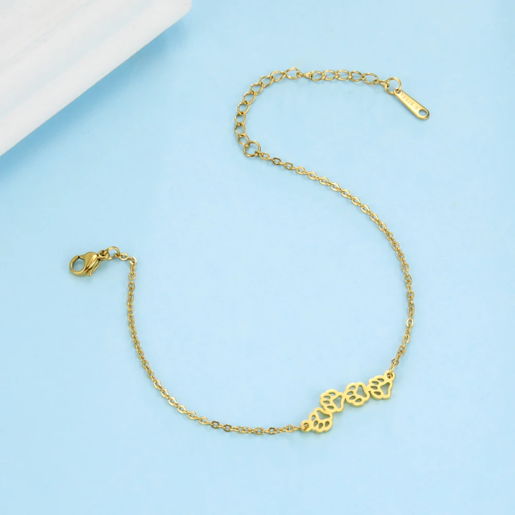 Animal Footprint Pendant Bracelet Fashion Women\'s Charm Bracelet Stainless Steel Bracelet for Girl Jewelry Gift