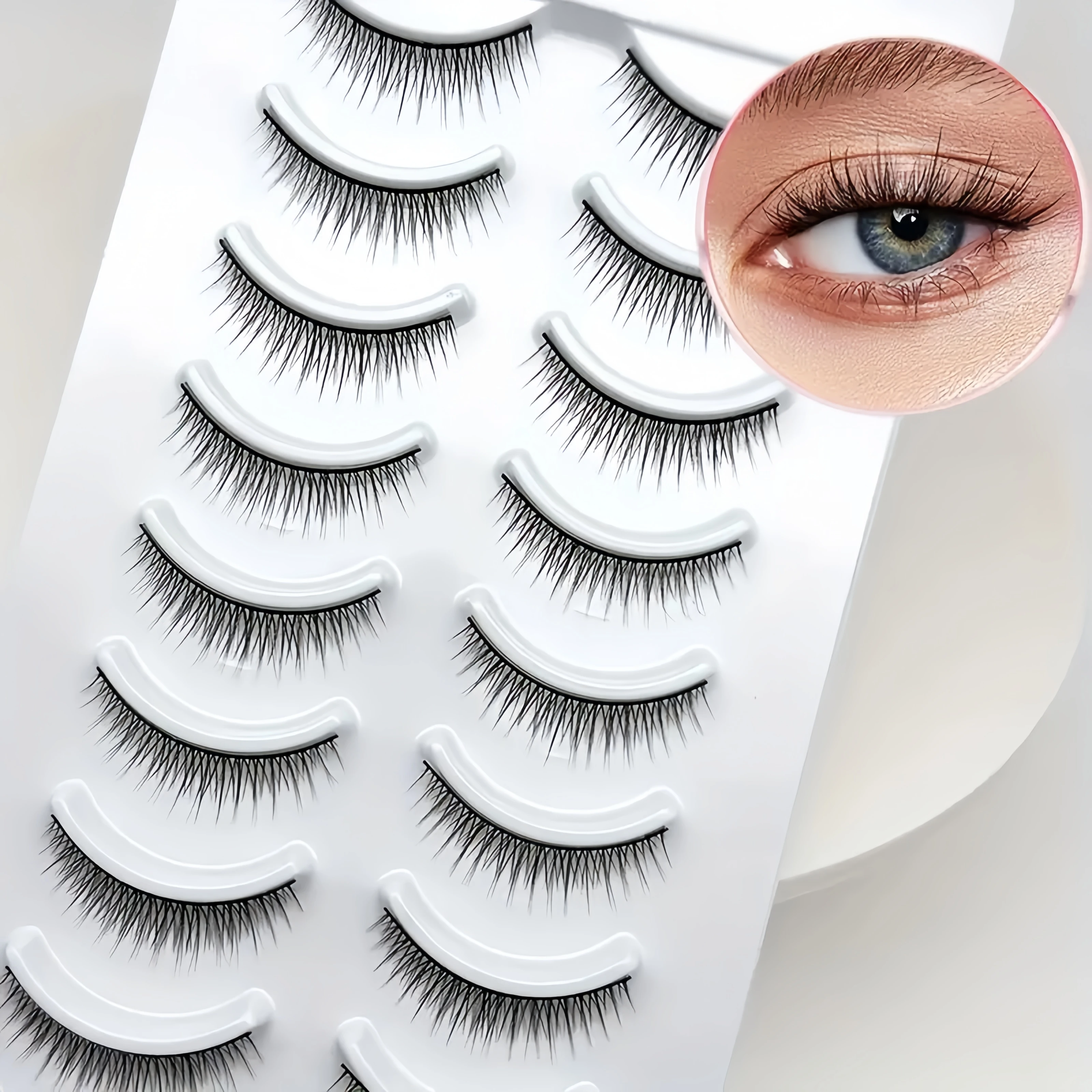 つけまつげ10組、自然に厚くカールしたコミックまつげ、パーティーに最適