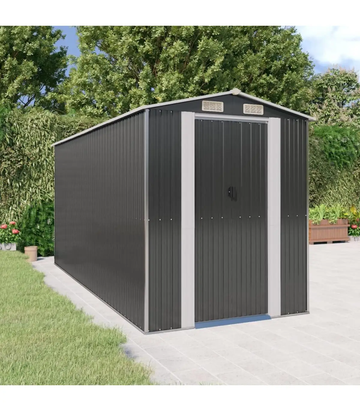 192x440x223 cm anthracite galvanized steel Garden Shed sheds