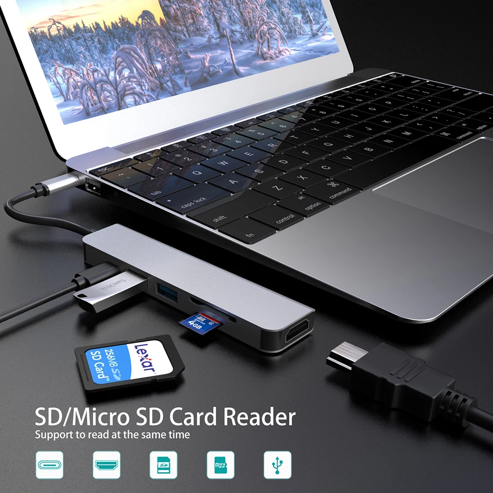 Usb c hub tipo c divisor docking station portátil adaptateur thunderbolt usb c com pd hdmi-compatível para macbook pro/ar m1