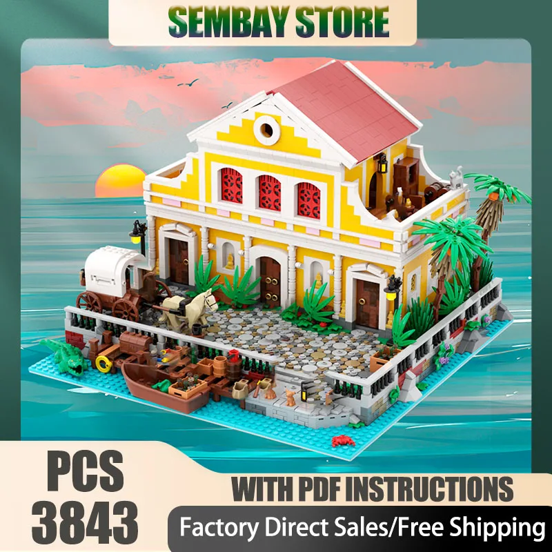 

Модель пиратской крепости Moc, строительные кирпичи, модульная модель пиратского мира, дом, технологические блоки, рождественские игрушки «сделай сам», строительный подарок