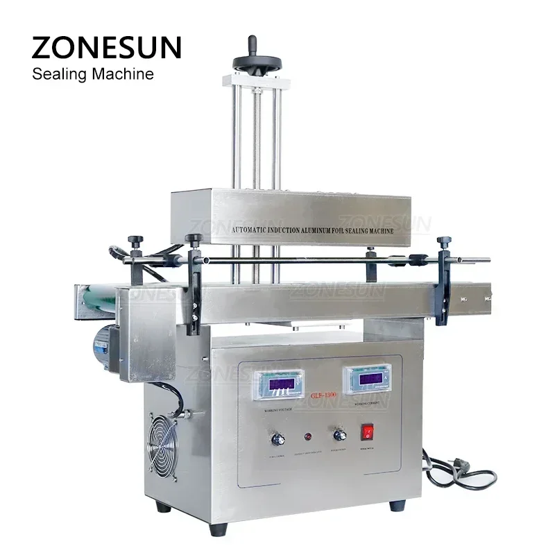 ZONESUN ZS-FK1300 Auto Electromagnetic Induction Sealing Machine Continuous Aluminum Foil Bottle Sealer For Plastic Glass Vial