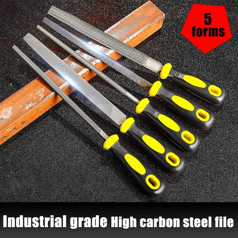XMSJ 5PCS Needle File Set,Hand Metal Files, Hardened Alloy Strength Steel Set includes Triangular, Round, and Half-Round File