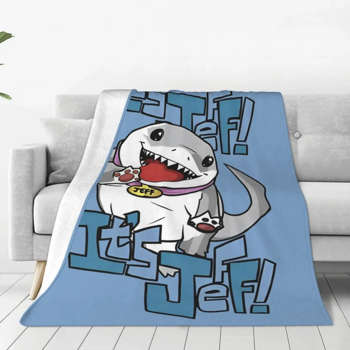 Marvel-Rivals It's Jeff The Land Shark Flannel Throw Blanket Video Game Blanket for Sofa Couch Super Soft Bedroom Quilt Portable