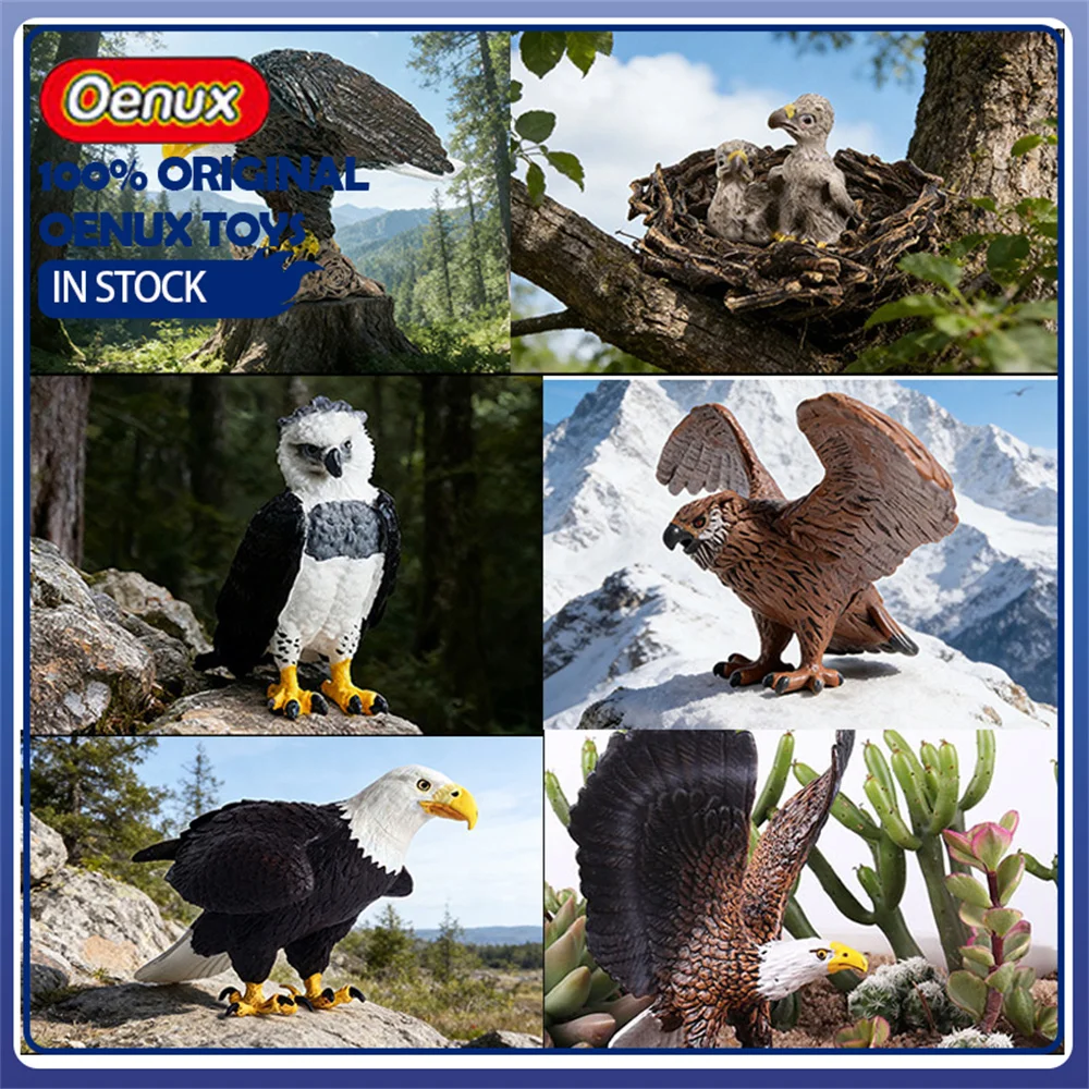 Figuras Realistas de Águilas Oenux: Águila Calva, Águila Dorada, Águila Hárpica, Halcón, Modelos de Aves de Presa para Colección y Decoración de Escritorio