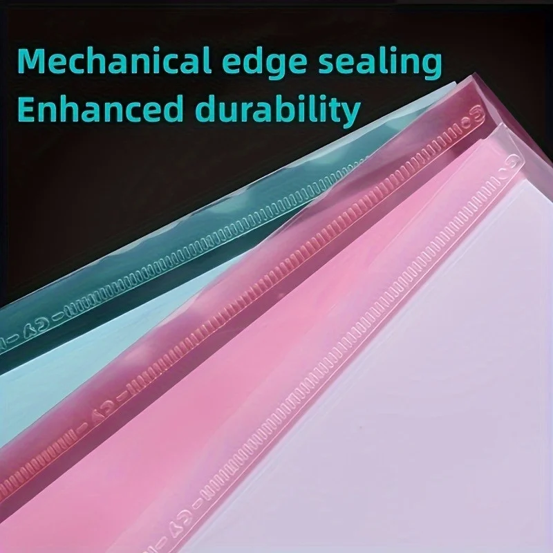 10Pcs A4 Document Folder File Bag16C Transparent Plastic Thick Large Capacity Folder Data Pack Student Office Storage Stationery