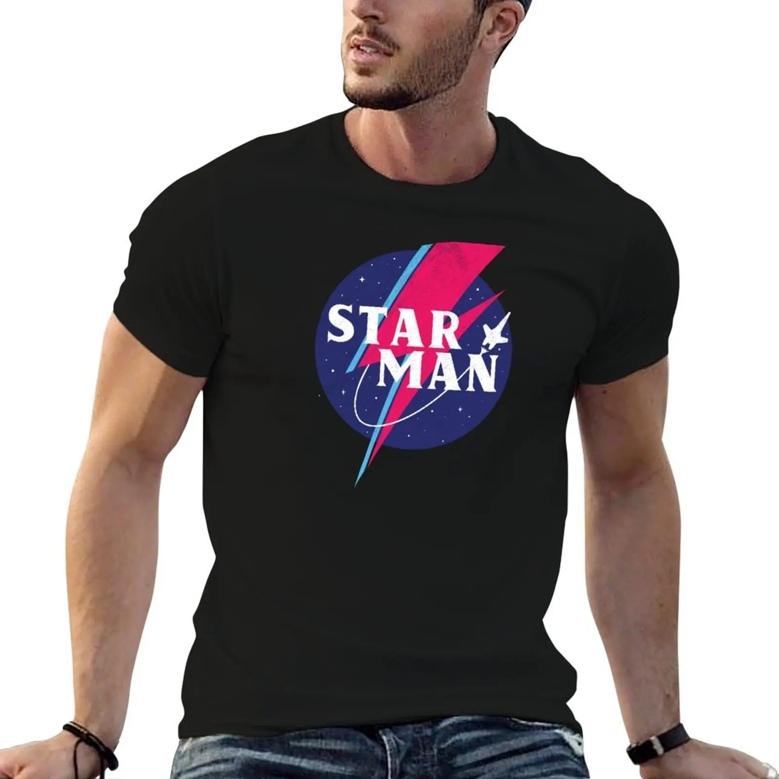 t merk katoen man shirts T-Shirt t mannen t-shirt luxe man v2 (Ruimteschip) 100% shirt katoen 100% Starman