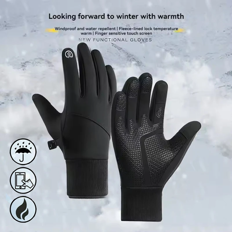 Winter Outdoor Warme Vollfingerhandschuhe für Unisex Radfahren Sport Wasserdichte und rutschfeste Handschuhe Touchscreen verdickt und warm
