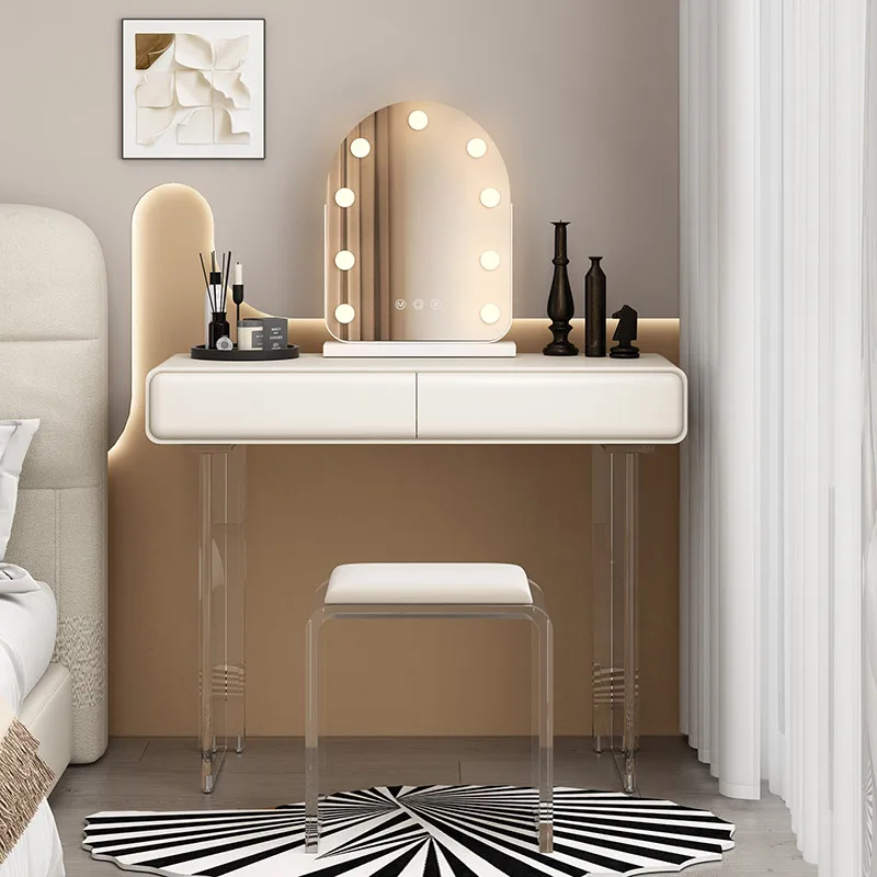 

Decorations Luxury Vanity Desk Mirror Storage Modern Bedside Vanity Desk Bedroom White Cute Wood Coiffeuse Furniture Home