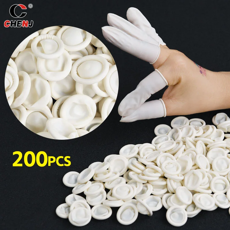 200Pcs/bag Disposable Latex Rubber Finger Cots Fingertips Protector Gloves Finger Covers Nail Practice Hand Protector Cots