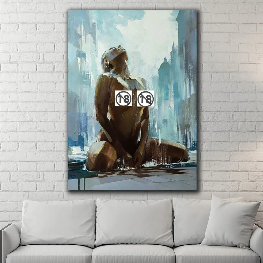 Stampa astratta pittura su tela nudo strutturato donna casa Poster da parete ritratto erotico stile coltello ragazza nuda corpo Sexy decorativo