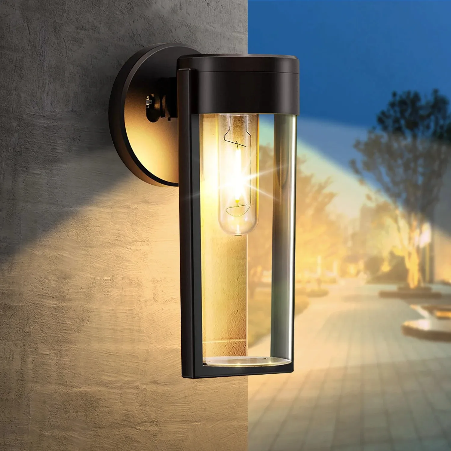 Lámpara Solar de noche de tungsteno, lámpara de pared con Sensor de movimiento inteligente, luz blanca cálida, impermeable, decoración de patio y jardín