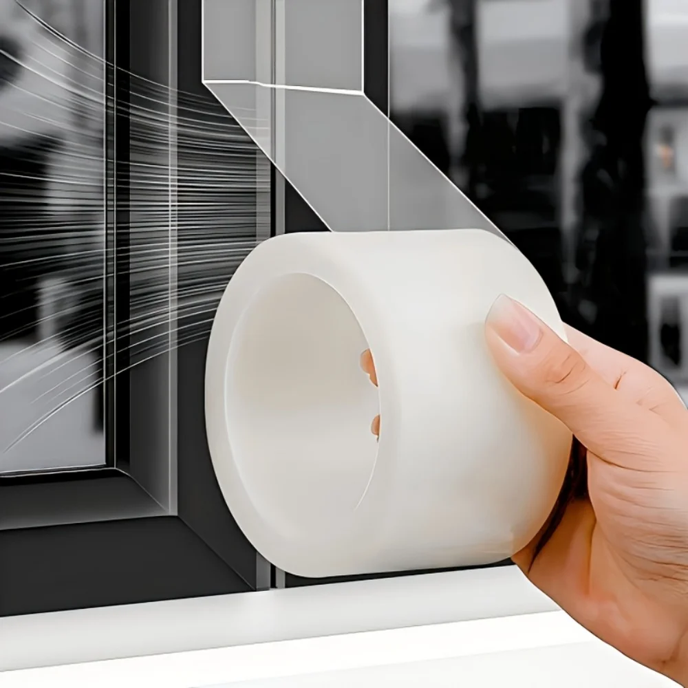 شريط عزل نافذة شفاف مقاوم للرياح، شريط عزل نافذة شفاف مقاوم للرياح بطول 2 بوصة × 65 قدم، لمنع الغرفة