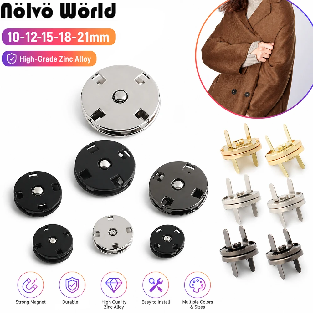 10/50/150PCS 10-21mm Strong Metal Snap Button For Handmade Dark Female Coat Windbreaker Invisible Magnetic Button Accessories