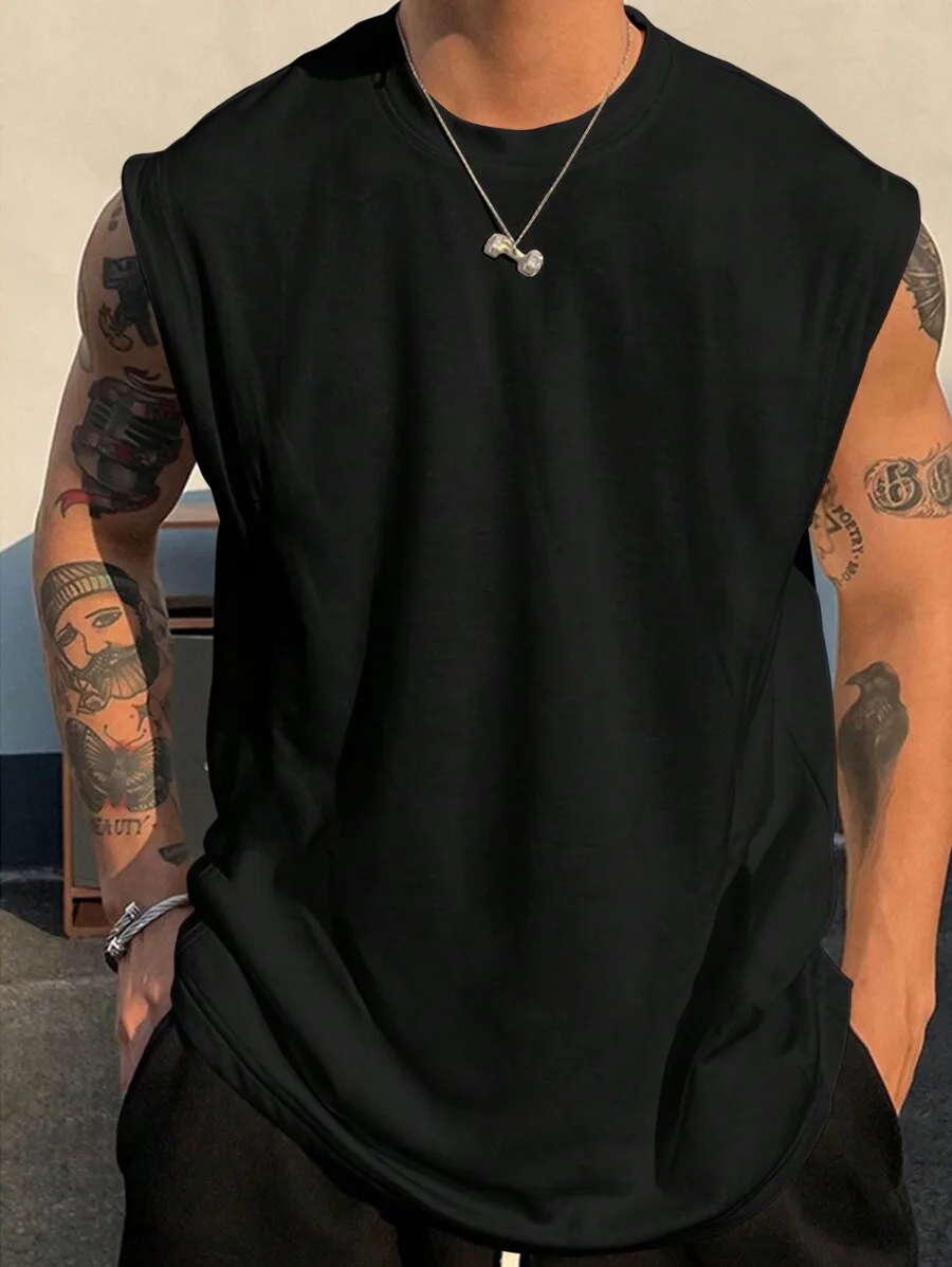 Men's Plain White Sleeveless Round Neck Tank Top for Casual Wear image 5
